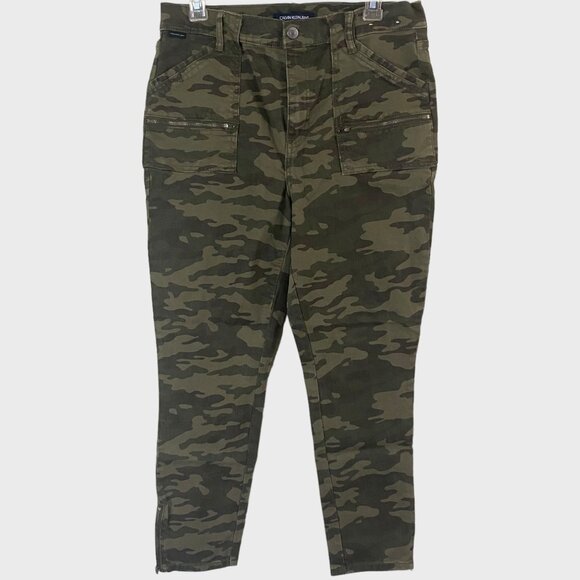Calvin Klein Jeans Denim - Calvin Klein Camo High-Rise Skinny Jeans Women's 31 Army Green Ankle-Zip Denim